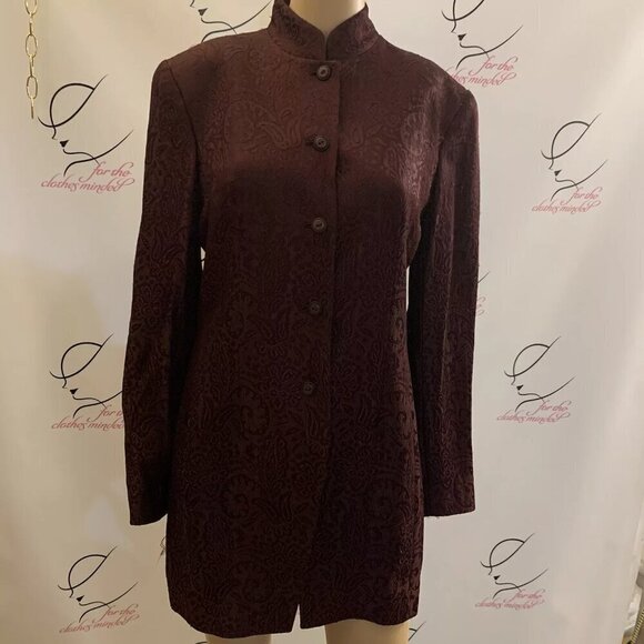 Dana Buchman. Sz 4. Purple Nehru Asian Tunic Length Jacket/Coat. Jacquard. LC - Picture 1 of 7